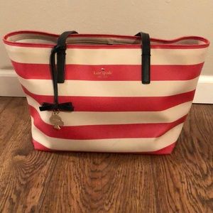 Kate Spade Pink and Cream Striped Tote